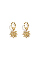 Gouden oorringen met bloemhanger en strass