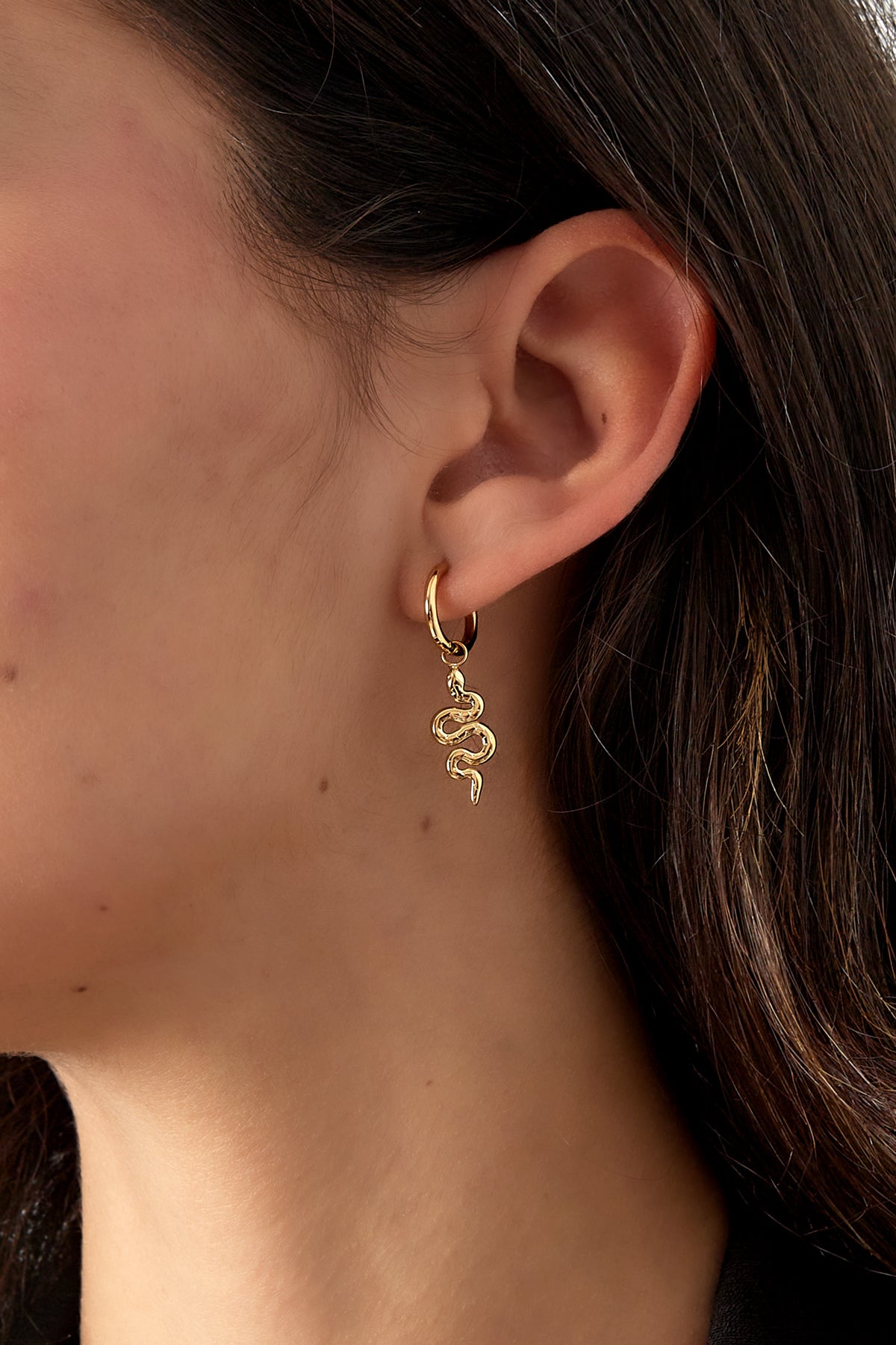 Gouden oorbellen met slang stainless steel