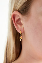 Stainless steel oorbellen goud met ster en kralen