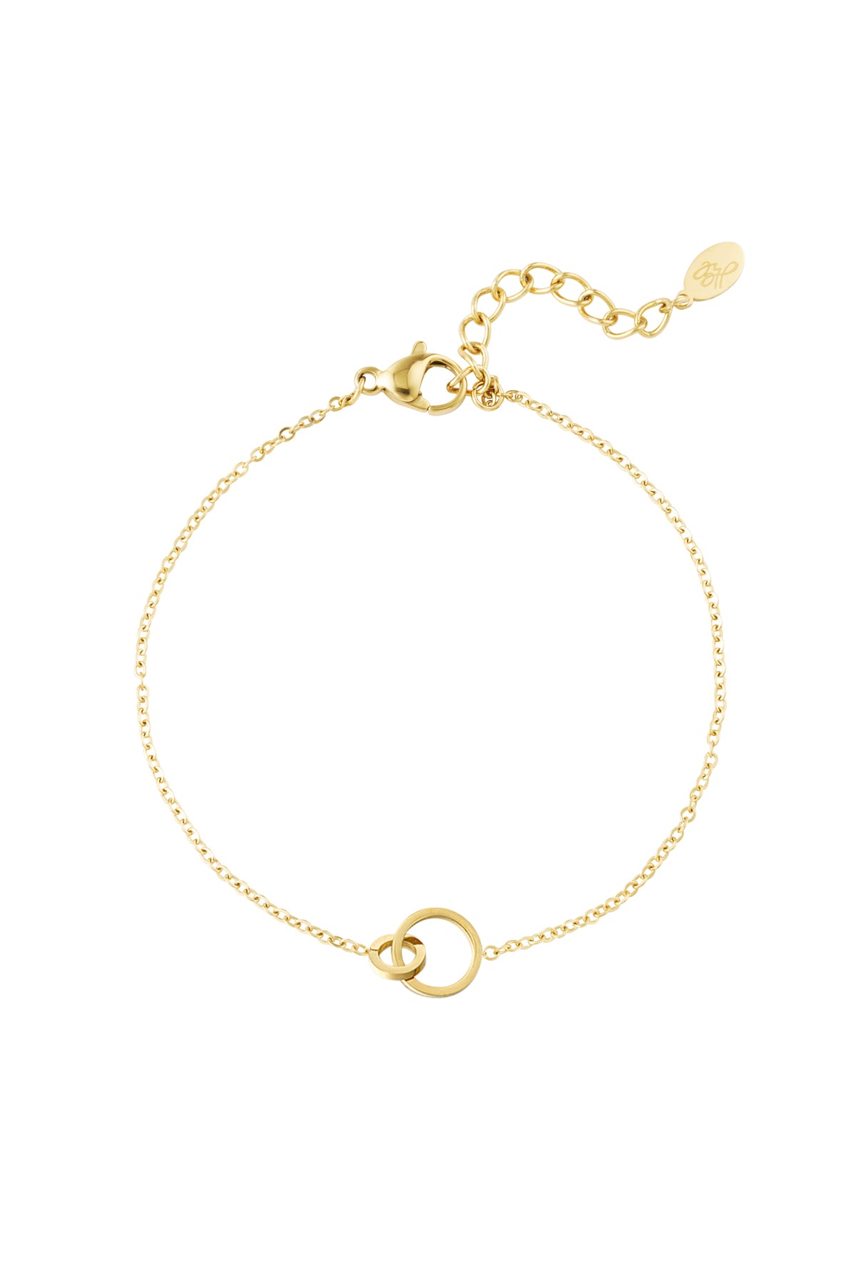 Minimalistische gouden armband met dubbele cirkel