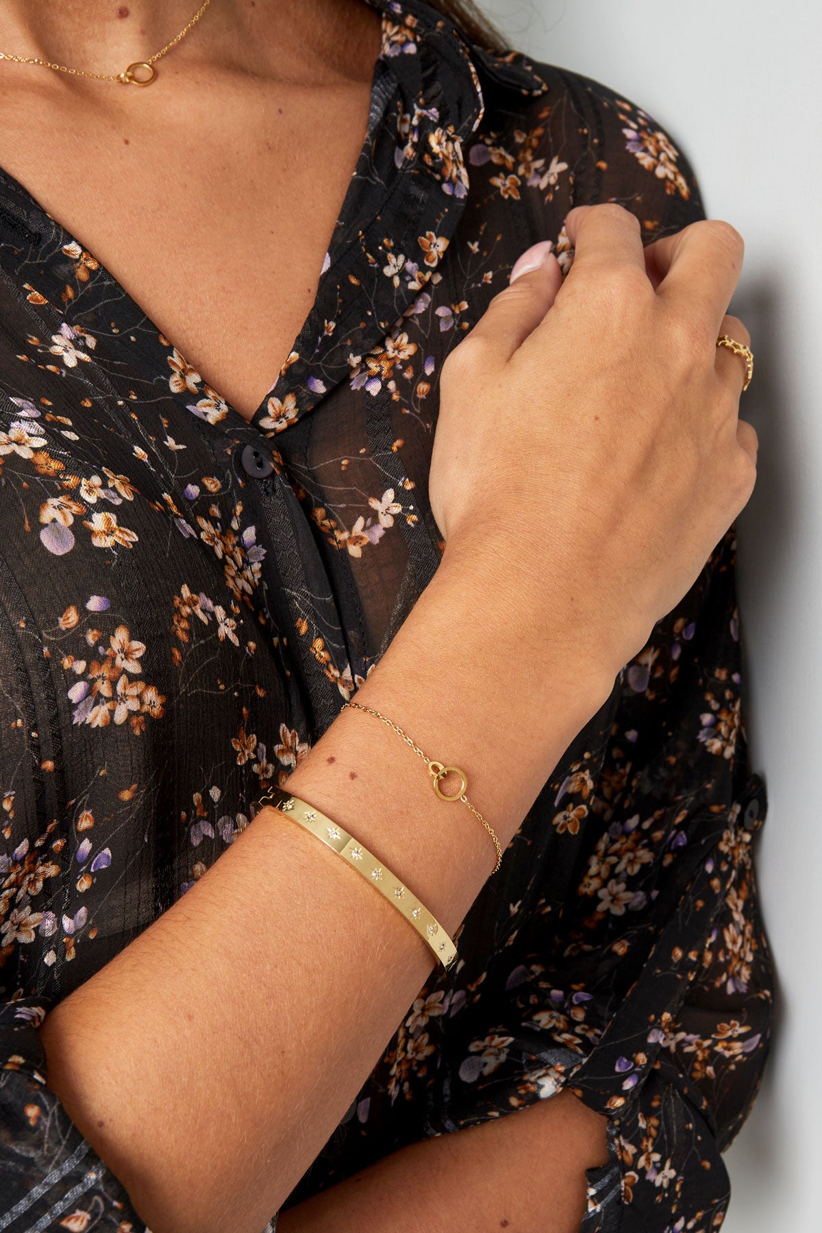 Stainless steel armband met verbonden cirkels