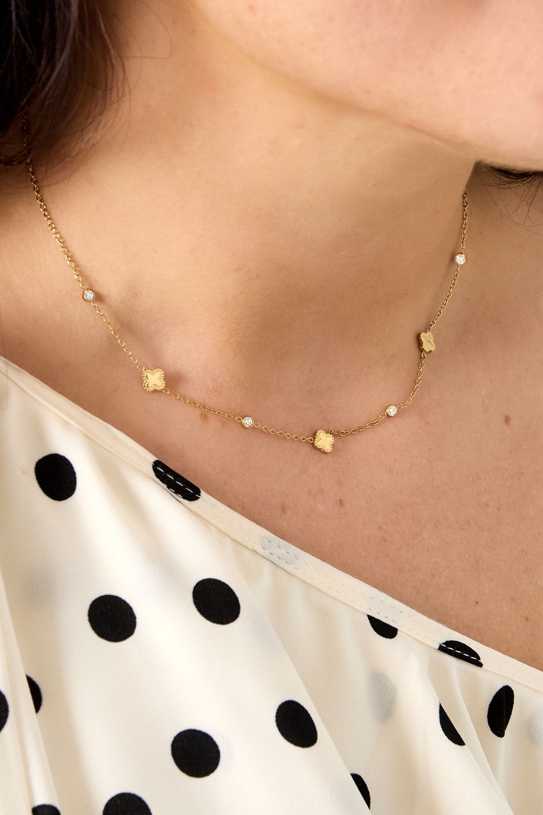 gouden klaver ketting stainless steel