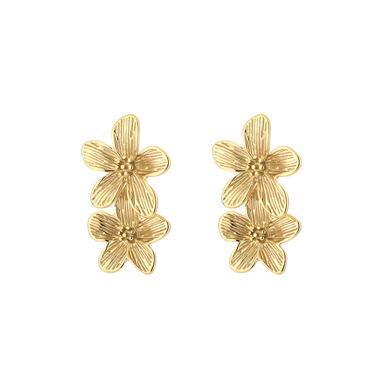 Oorbellen bloemen goud