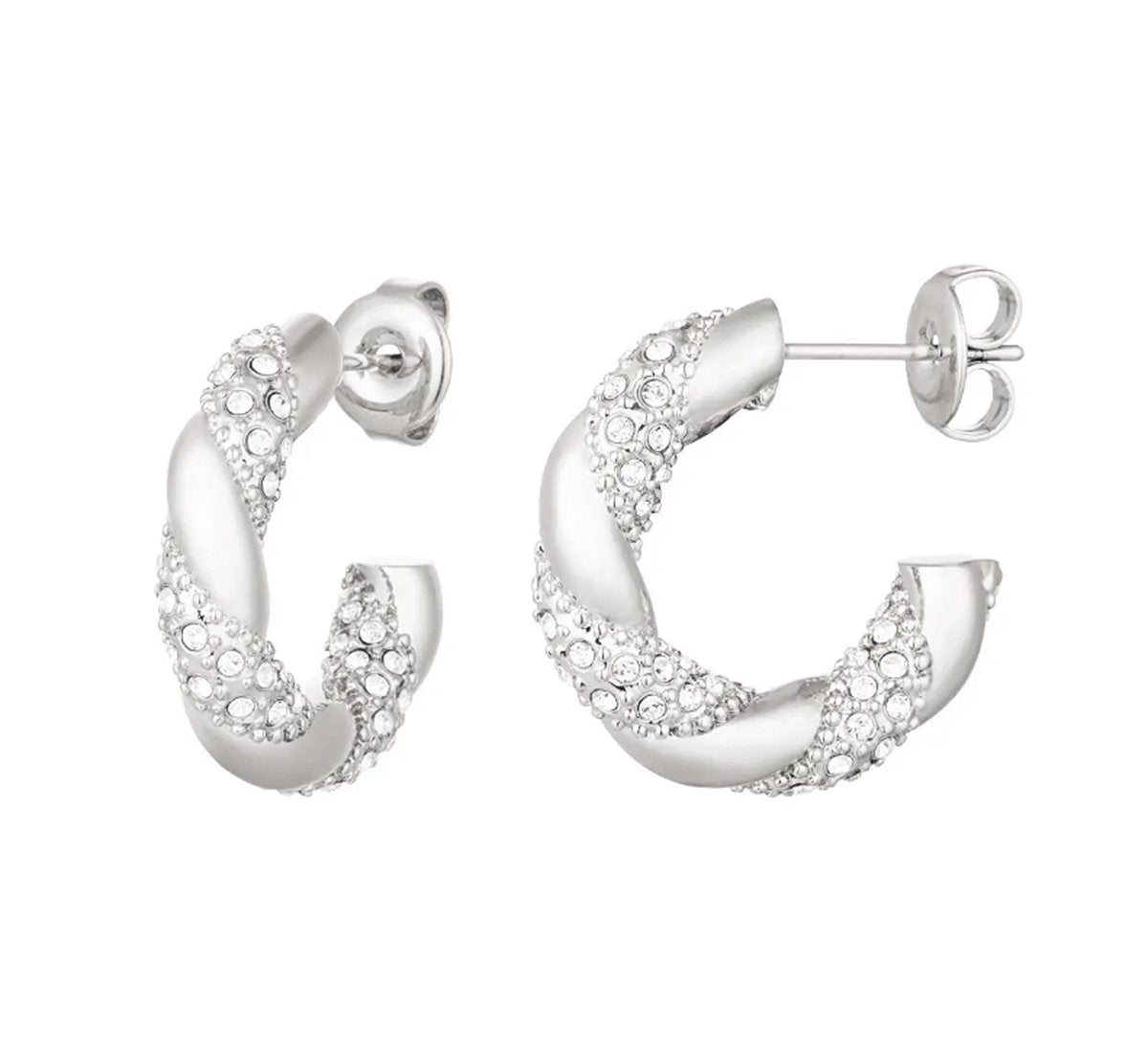 Oorringen met steentjes zilver 