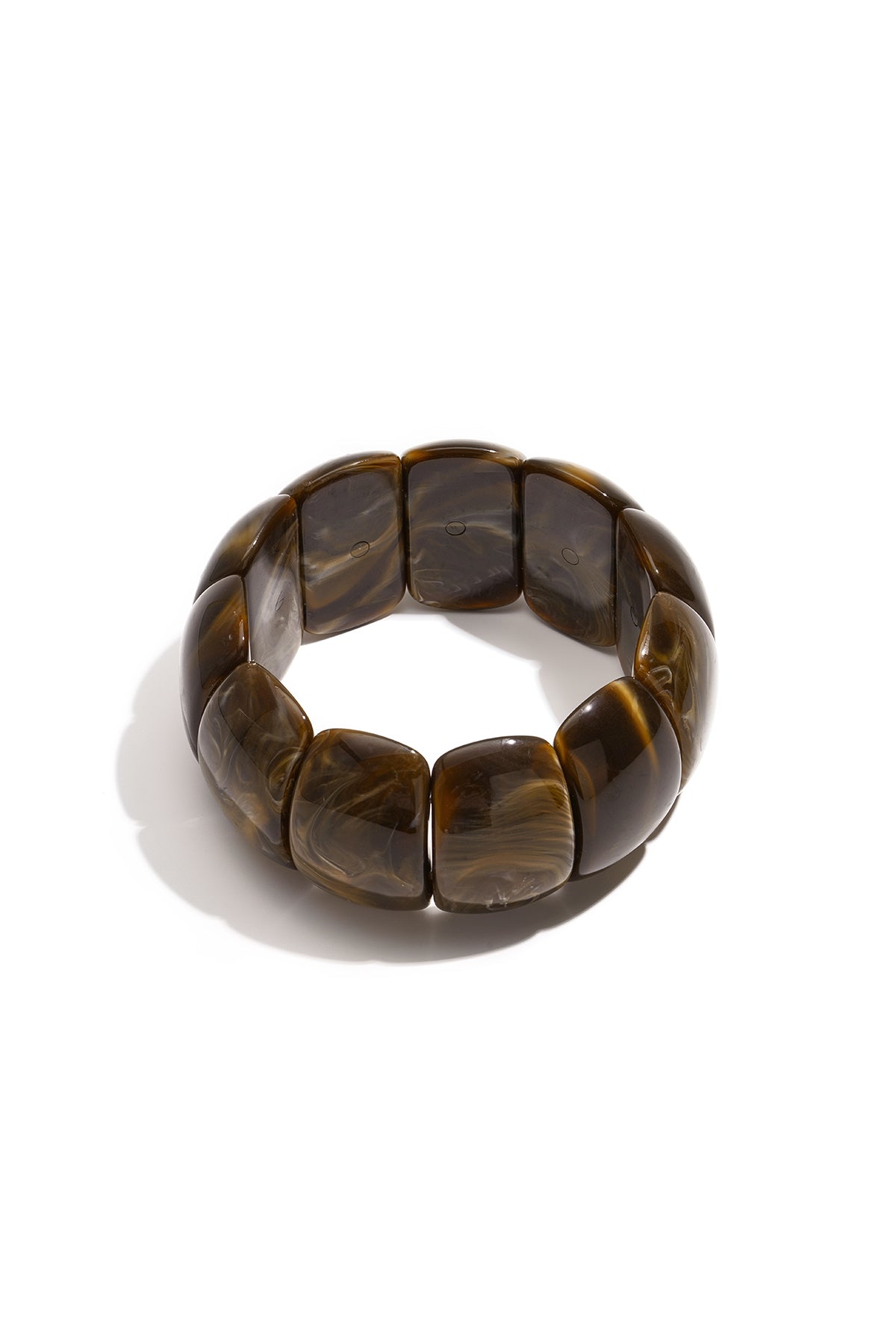 Statement armband met donkerbruine gemarmerde schakels en hoogglans afwerking