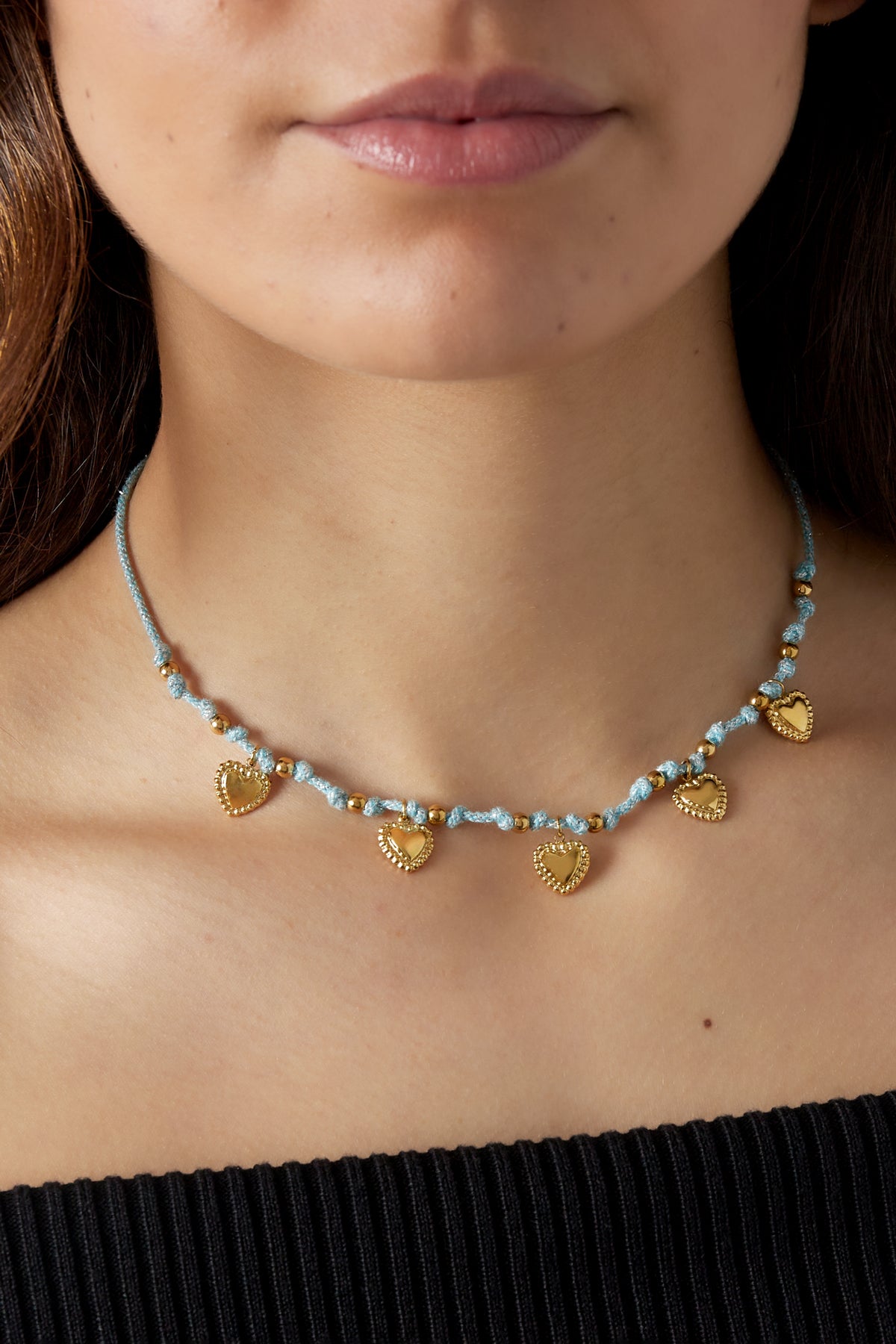 Touw ketting met hartjes